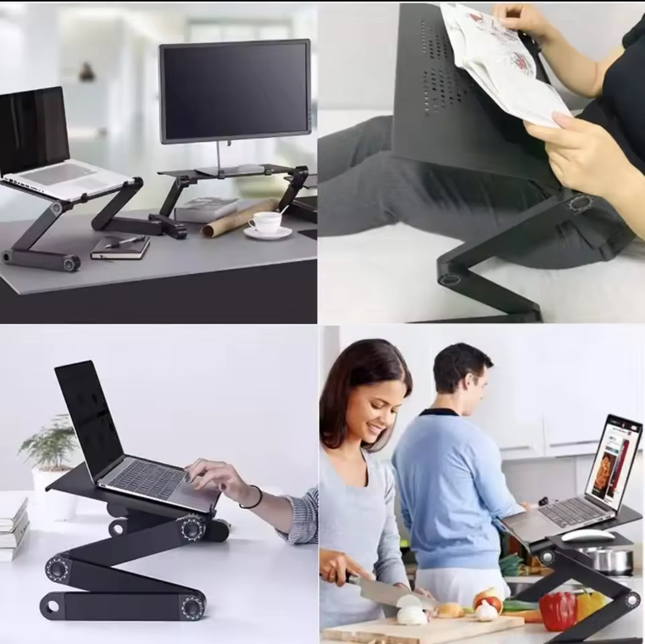 Support d’ordinateur portable réglable en aluminium avec ventilation et plateau souris