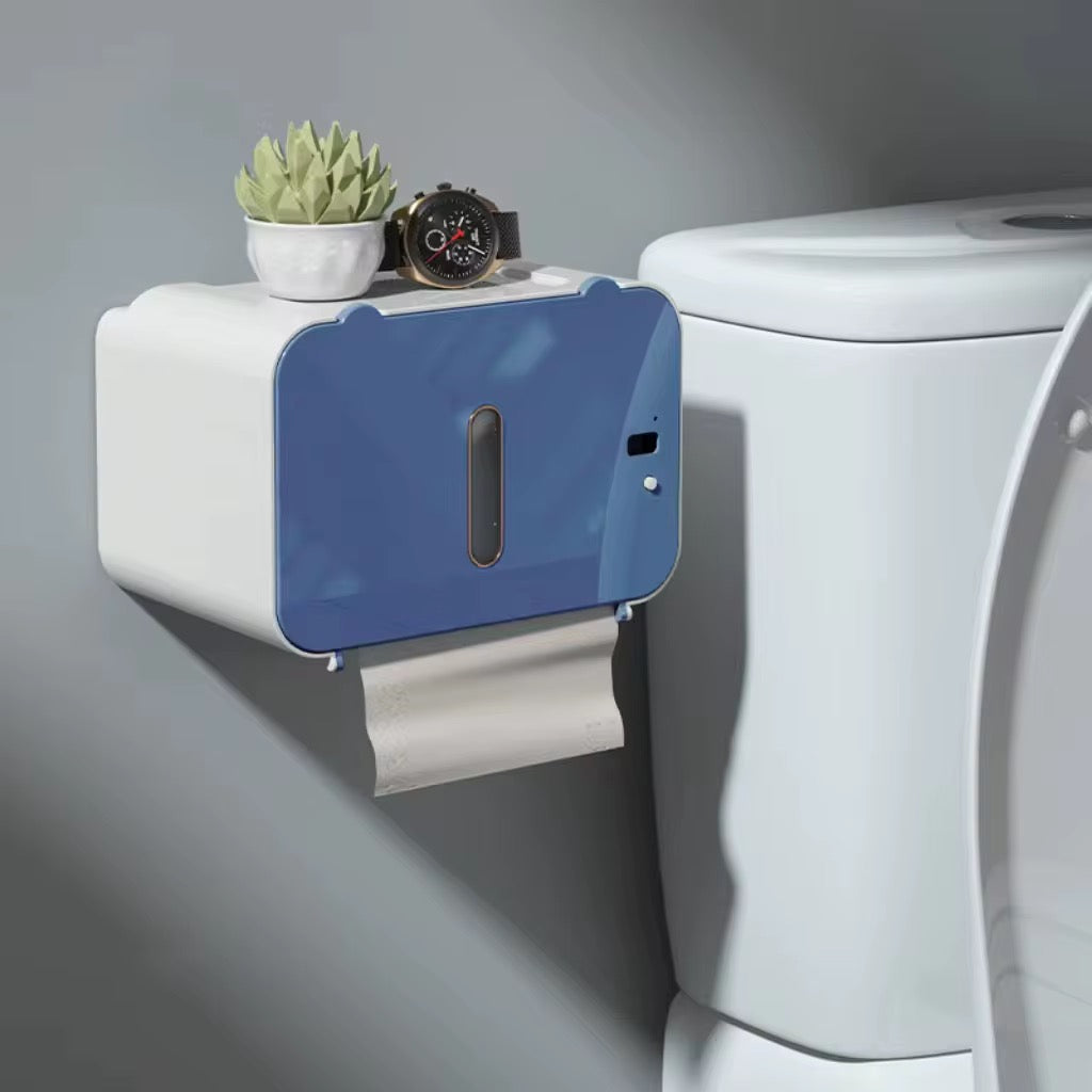 Porte-papier toilette automatique avec étagère – Distributeur mural pour salle de bain