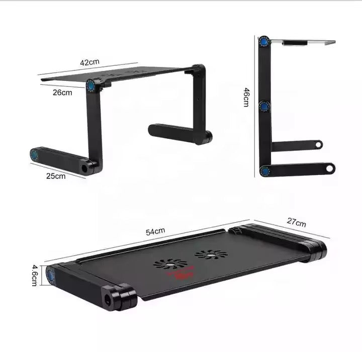 Support d’ordinateur portable réglable en aluminium avec ventilation et plateau souris