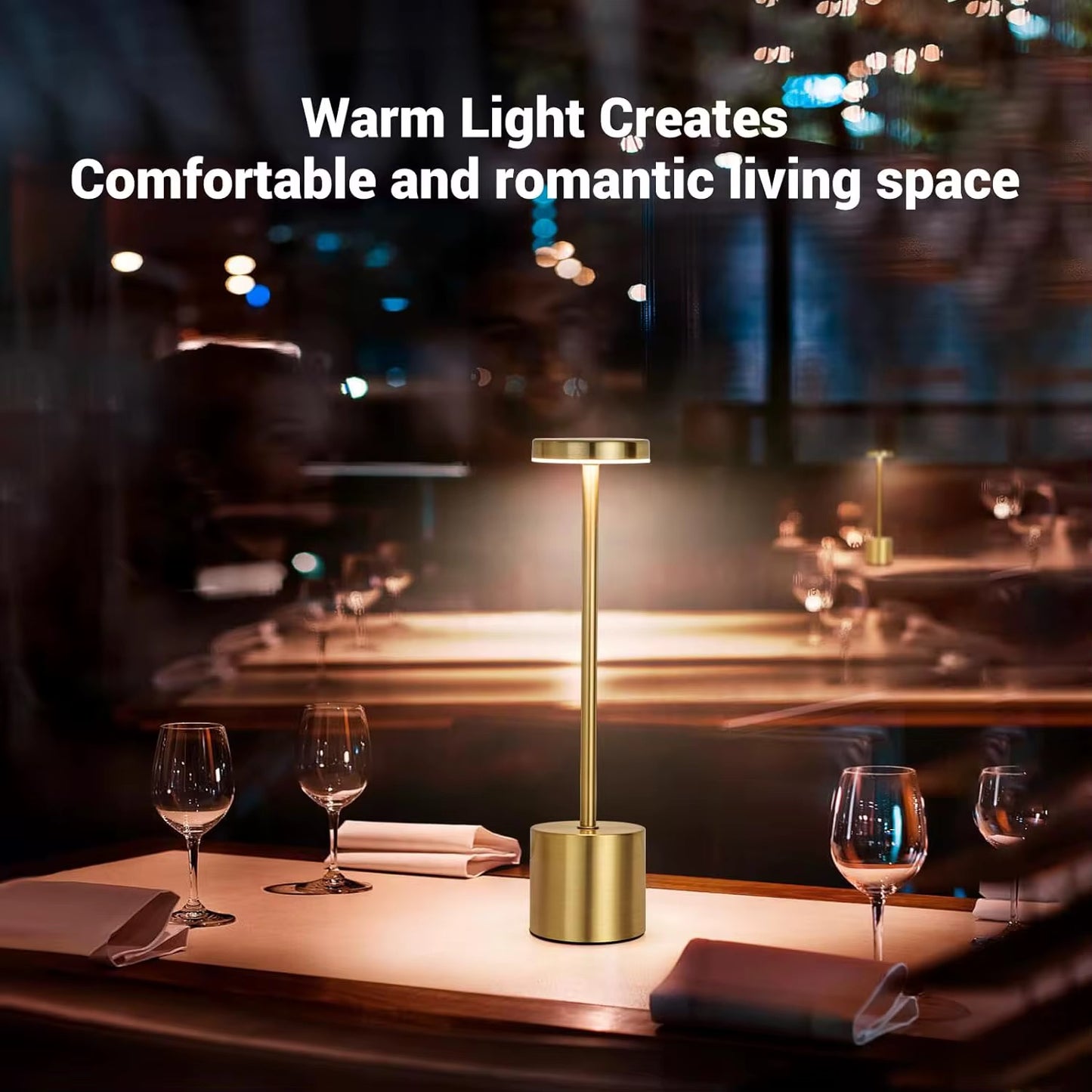 Classic Table Lamp USB Rechargeable Night Light Stepless Dimming Touch Desk Lamp 3 Colors Bedside Lamp Hotel Bar Decoration