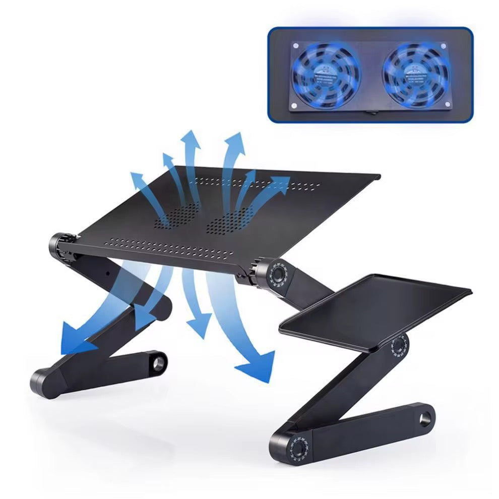 Support d’ordinateur portable réglable en aluminium avec ventilation et plateau souris