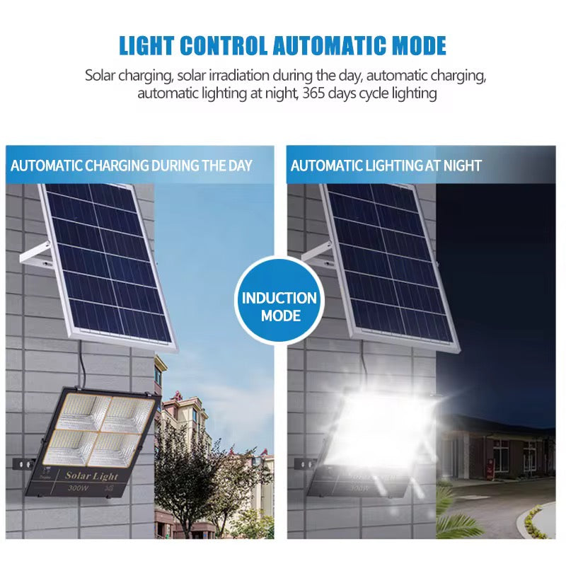 Lampe Solaire LED avec Télécommande – 100W 200W 300W – Étanche IP67 pour Extérieur, Éclairage de Rue, Jardin, Terrasse, Cour