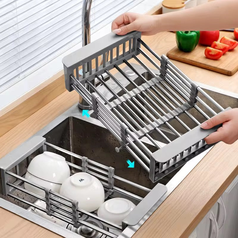 Égouttoir à vaisselle réglable en acier inoxydable,