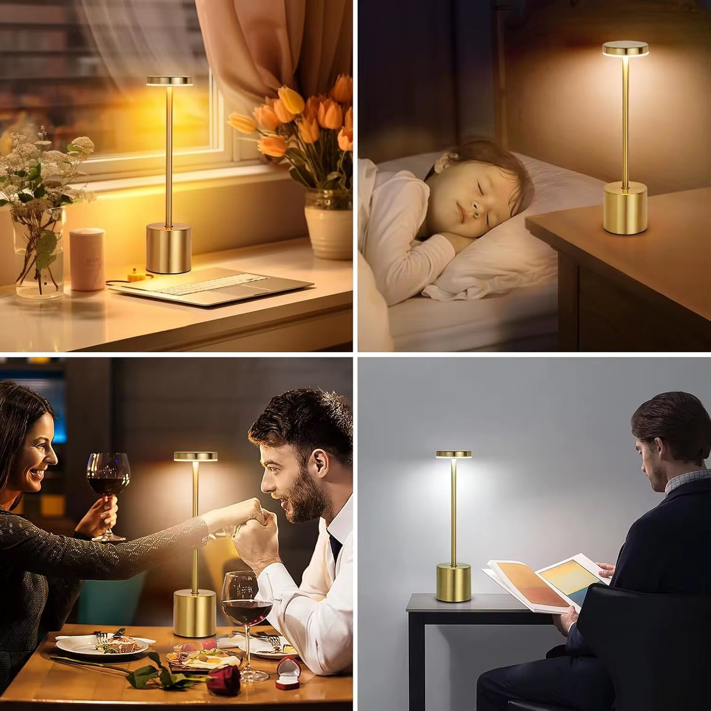Classic Table Lamp USB Rechargeable Night Light Stepless Dimming Touch Desk Lamp 3 Colors Bedside Lamp Hotel Bar Decoration