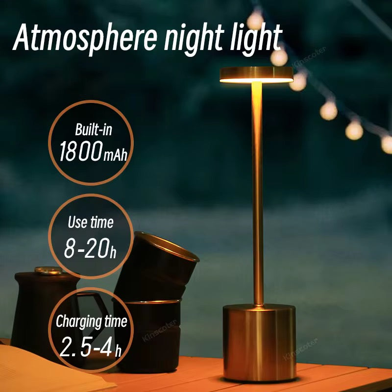 Classic Table Lamp USB Rechargeable Night Light Stepless Dimming Touch Desk Lamp 3 Colors Bedside Lamp Hotel Bar Decoration