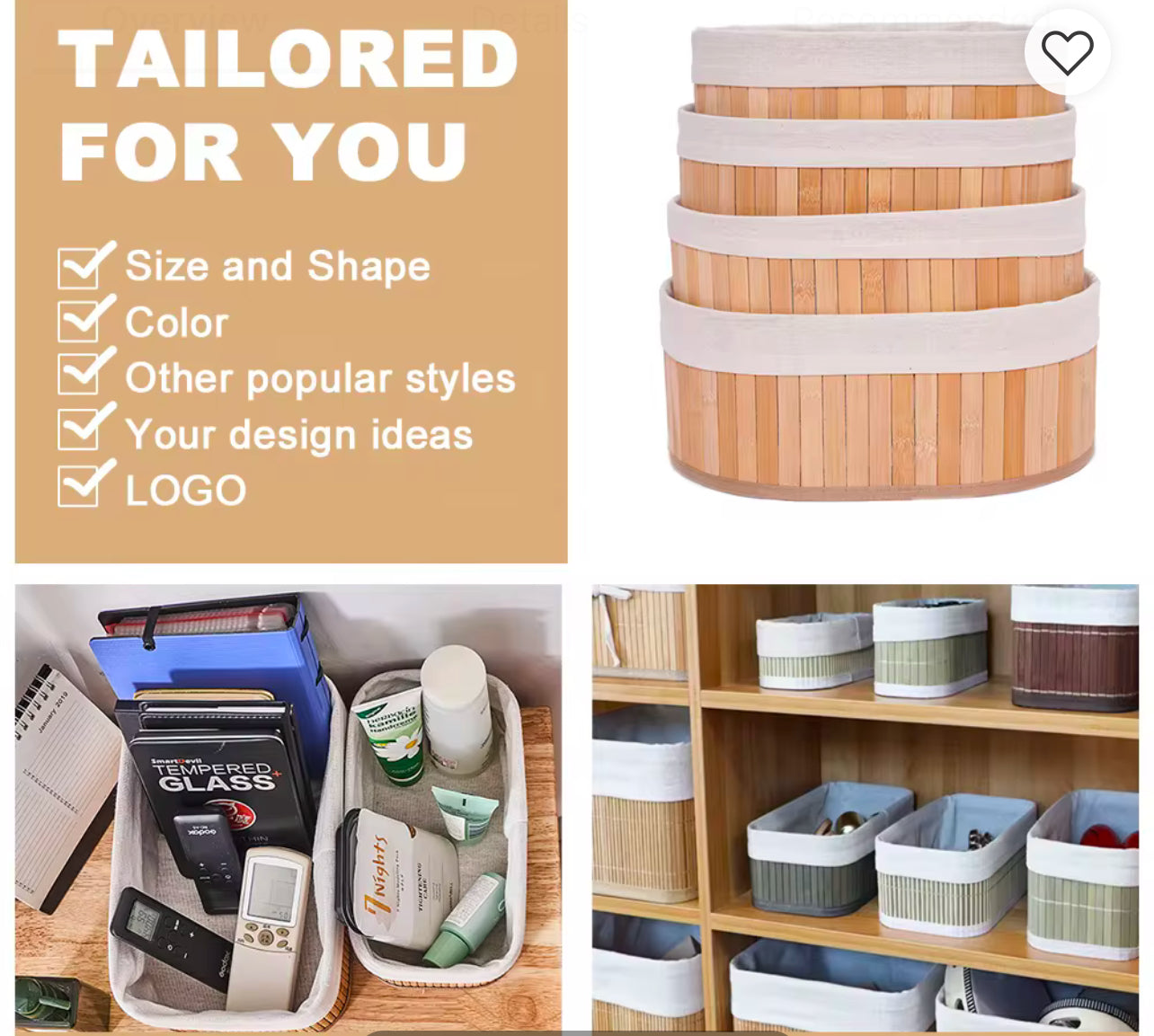 3 corbeille en bambou tressé faits main – Rangement pour jouets, vêtements et objets divers.