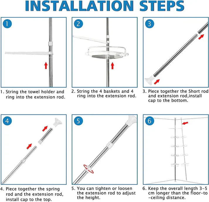 Support de Douche Extensible avec 4 Niveaux