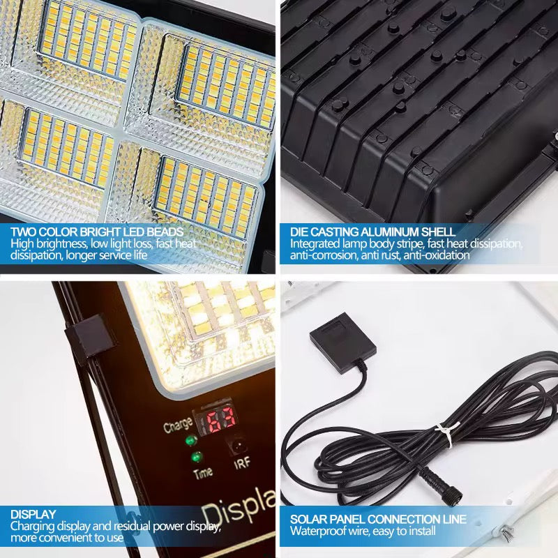 Lampe Solaire LED avec Télécommande – 100W 200W 300W – Étanche IP67 pour Extérieur, Éclairage de Rue, Jardin, Terrasse, Cour
