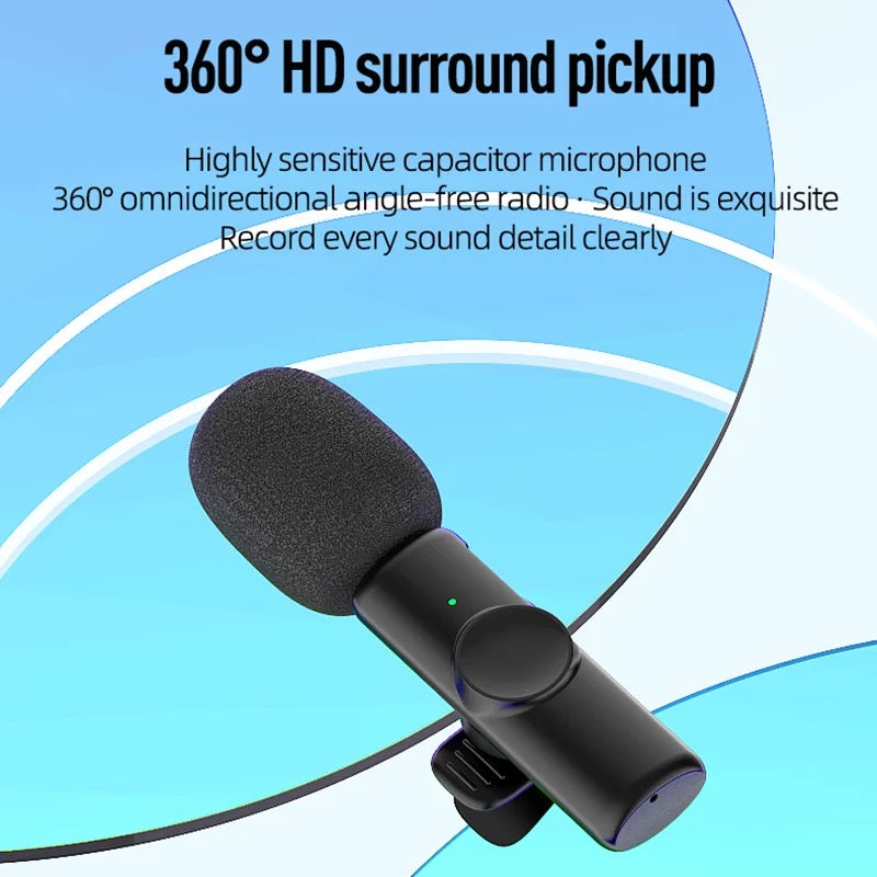 Système de micro cravate lavalier sans fil, 1 pièce, pour l'enregistrement vidéo ytube, puce sur microphone