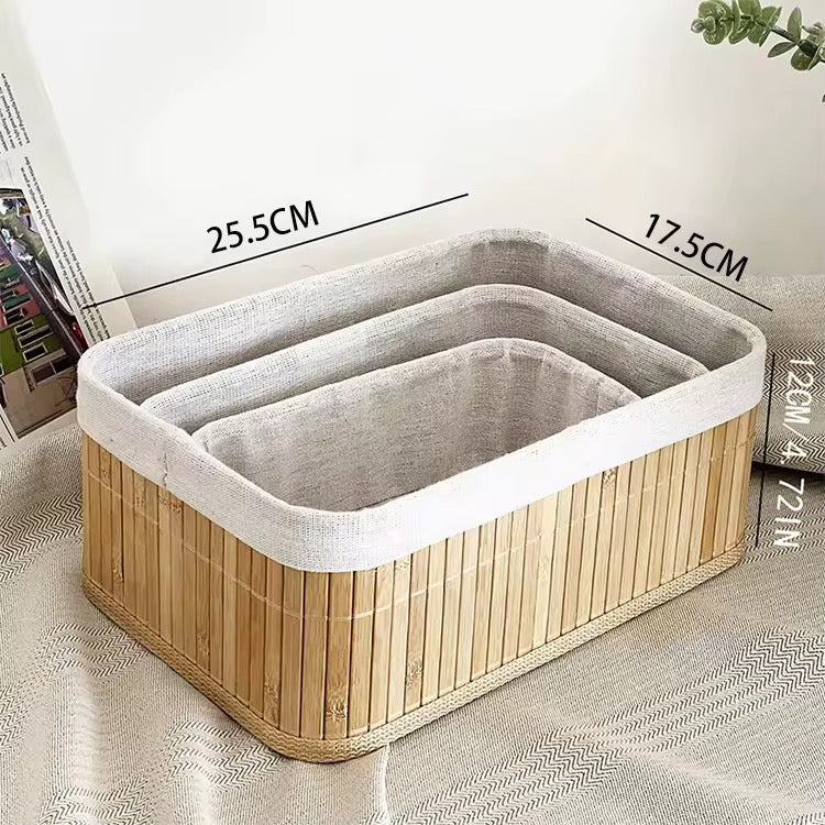 3 corbeille en bambou tressé faits main – Rangement pour jouets, vêtements et objets divers.