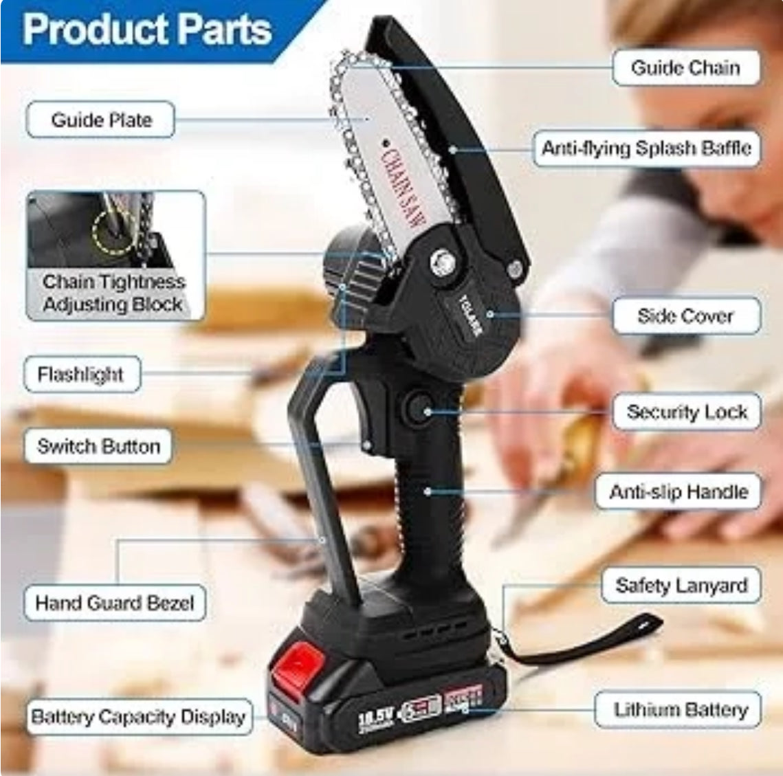 Mini tronçonneuse électrique sans fil - Batterie recharge - avec Valise