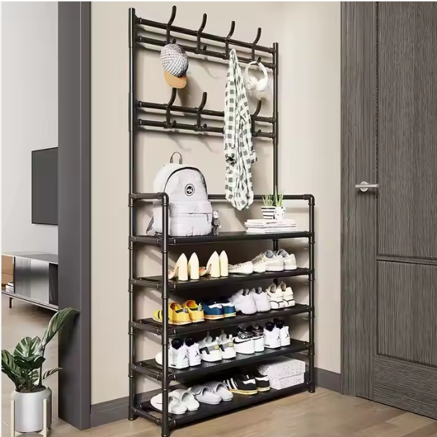 Étagère à chaussures multicouche, rangement de vêtements, Simple, porte-chaussures et chapeaux au sol, organisateur multifonctionnel, étagère à chaussures de ménage