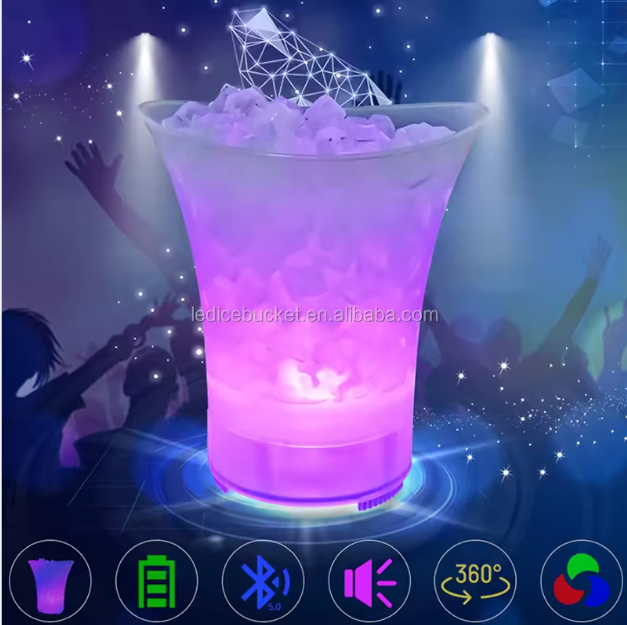 Seau à glace LED 7L avec enceinte Bluetooth – Ambiance festive garantie