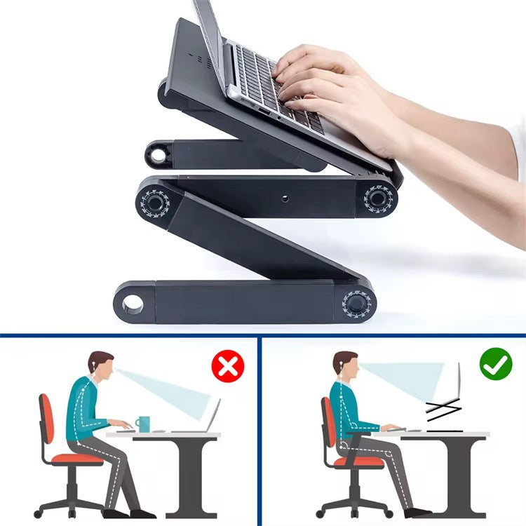 Support d’ordinateur portable réglable en aluminium avec ventilation et plateau souris