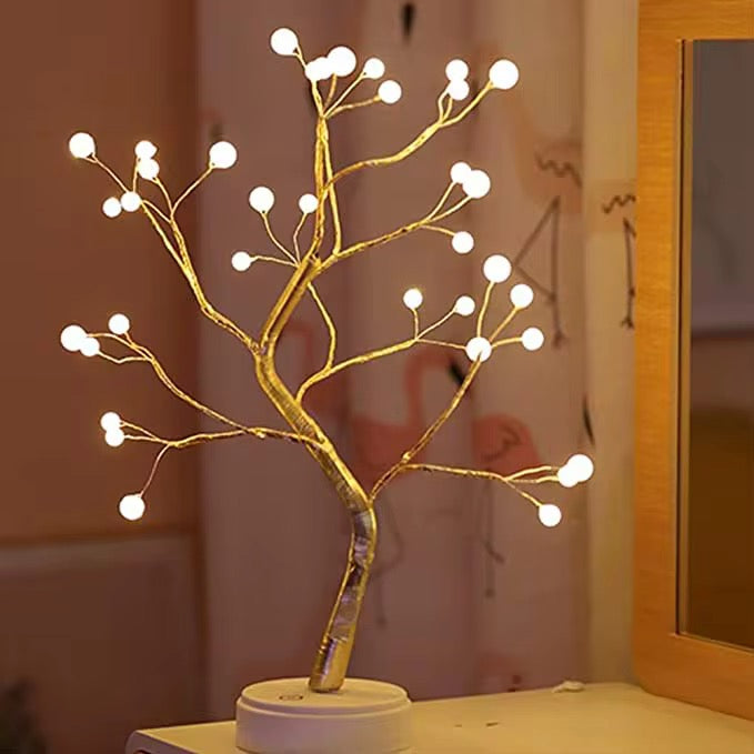 Lampe LED en forme d'arbre à perles, veilleuse de bureau,