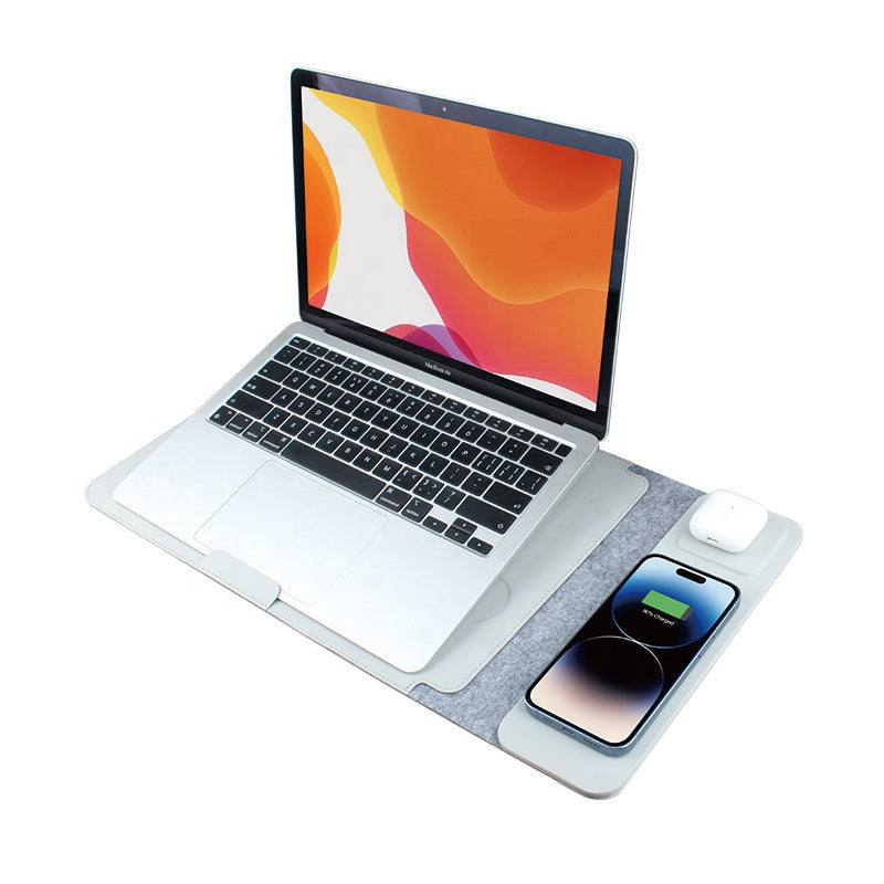 Pochette Laptop 3 en 1 avec Recharge Sans Fil – Support & Tapis Souris