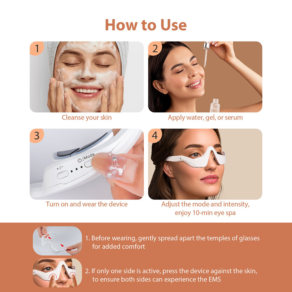 Lunettes de Thérapie EMS à Lumière Rouge pour les Yeux – Massage Anti-Cernes, Anti-Poches & Anti-Fatigue Oculaire