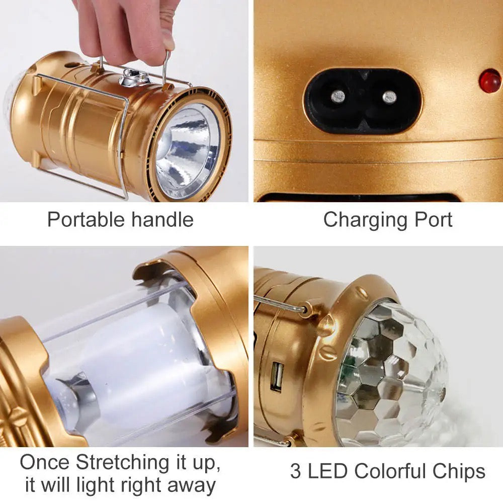 Lanterne de camping Rechargeable portable pliable led lampes de poche de camping 3-en-1 LED fête Disco