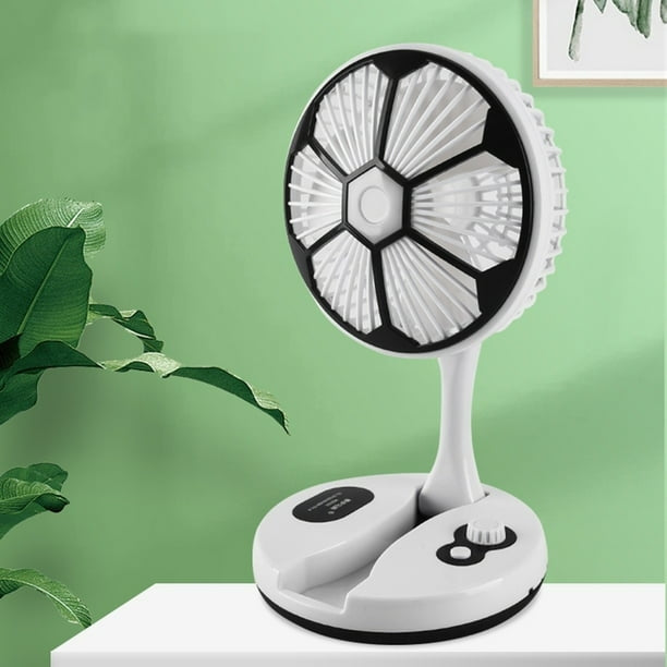 Ventilateur De Bureau Rechargeable Et Pliable Avec Lampe Lumineuse