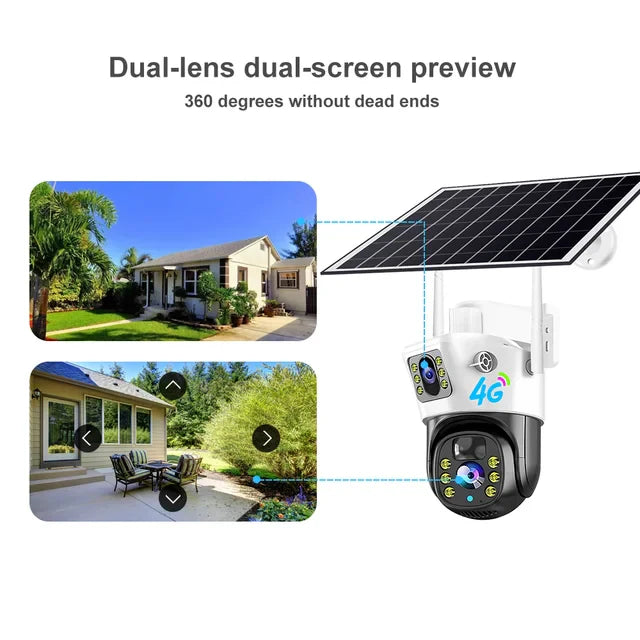 caméra solaire double lentille 4G extérieure V380 Pro 5MP