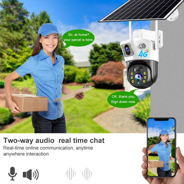caméra solaire double lentille 4G extérieure V380 Pro 5MP