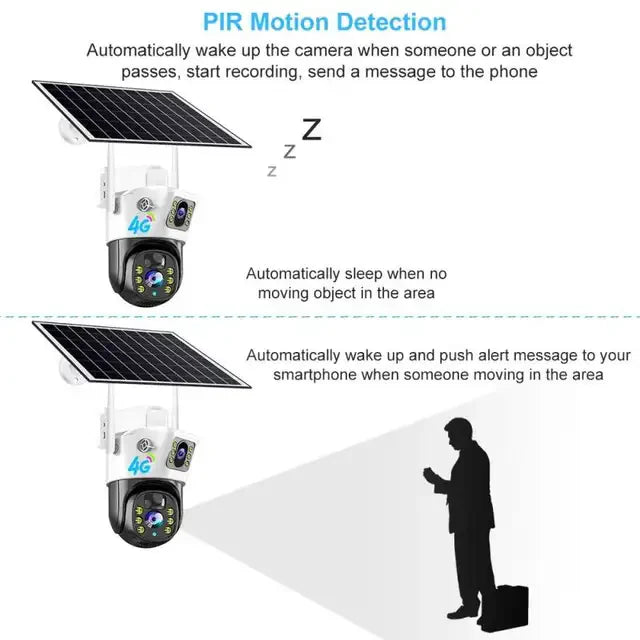 caméra solaire double lentille 4G extérieure V380 Pro 5MP