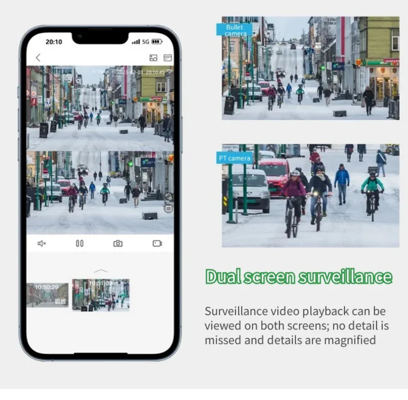 Caméra de sécurité intelligente WiFi étanche à double objectif iCSee 4 MP