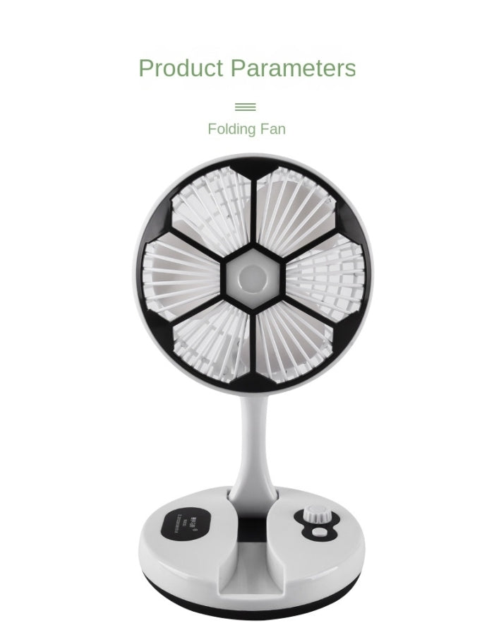 Ventilateur De Bureau Rechargeable Et Pliable Avec Lampe Lumineuse