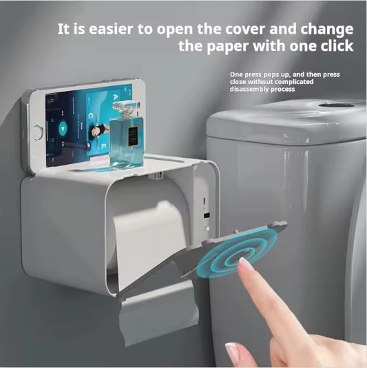 Porte-papier toilette automatique avec étagère – Distributeur mural pour salle de bain
