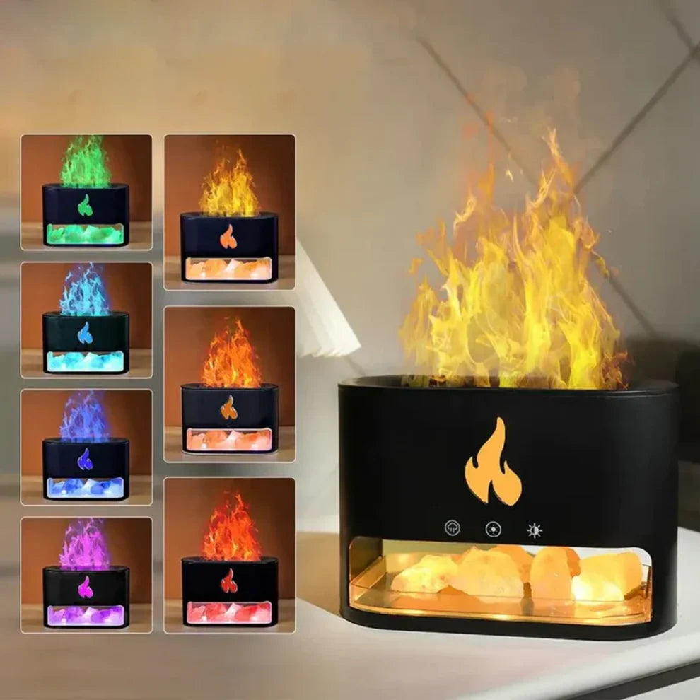Diffuseur d'arôme à flamme colorée en pierre de sel Humidificateur