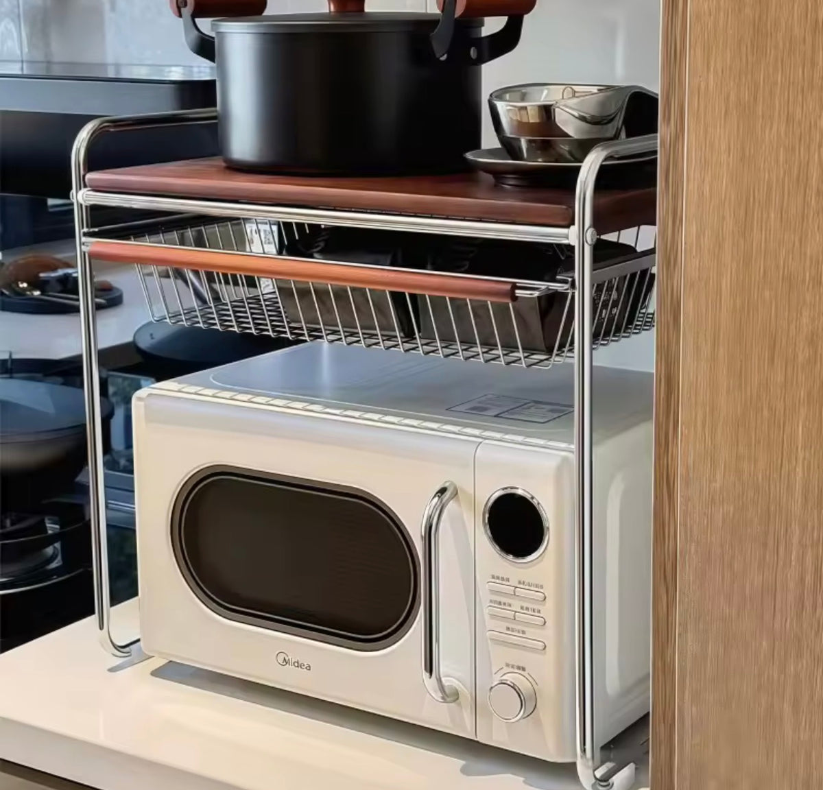 Étagère Micro-ondes Métal & Bois