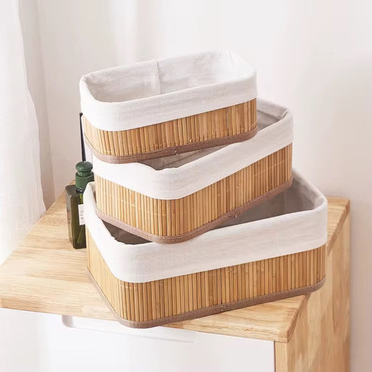 3 corbeille en bambou tressé faits main – Rangement pour jouets, vêtements et objets divers.