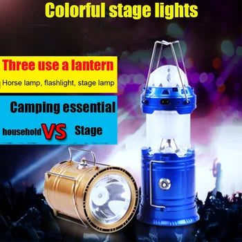 Lanterne de camping Rechargeable portable pliable led lampes de poche de camping 3-en-1 LED fête Disco