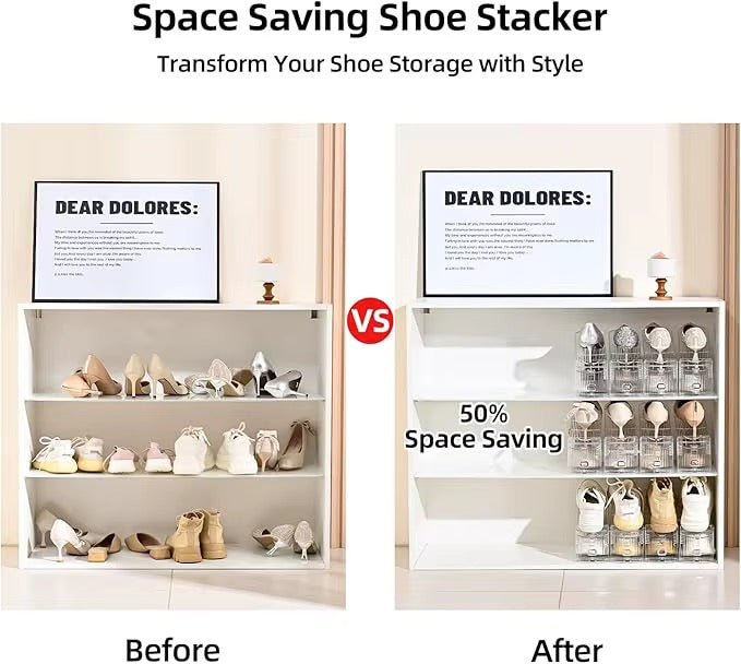 Lot de 4 Range-Chaussures Réglables à 2 Niveaux