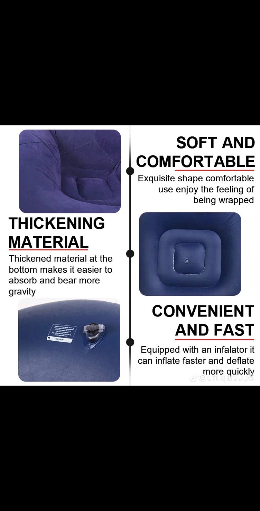 Chaise Gonflable Fauteuil Poire Tatami Canapé Épaissi en PVC – Lit de Détente pour Camping en Plein Air, Salon, Mobilier de Loisirs, Vacances