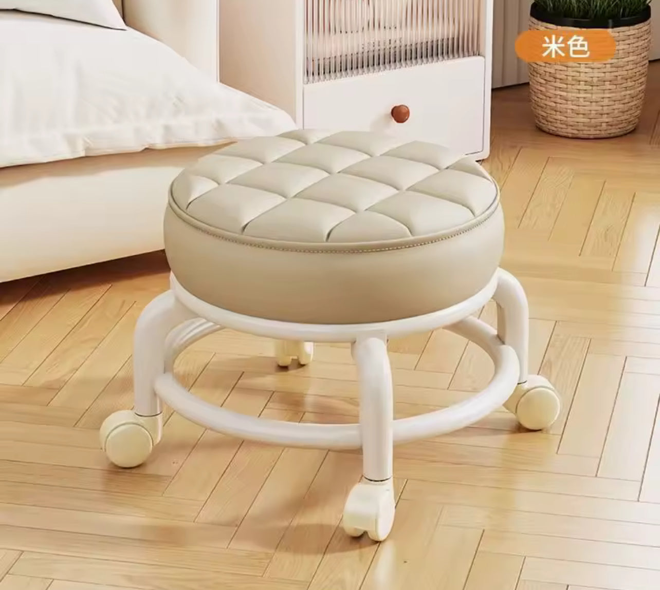 Petit tabouret à roulettes universel, poulie domestique, dossier bas, solide et durable, portable, extérieur, mobile, petit banc