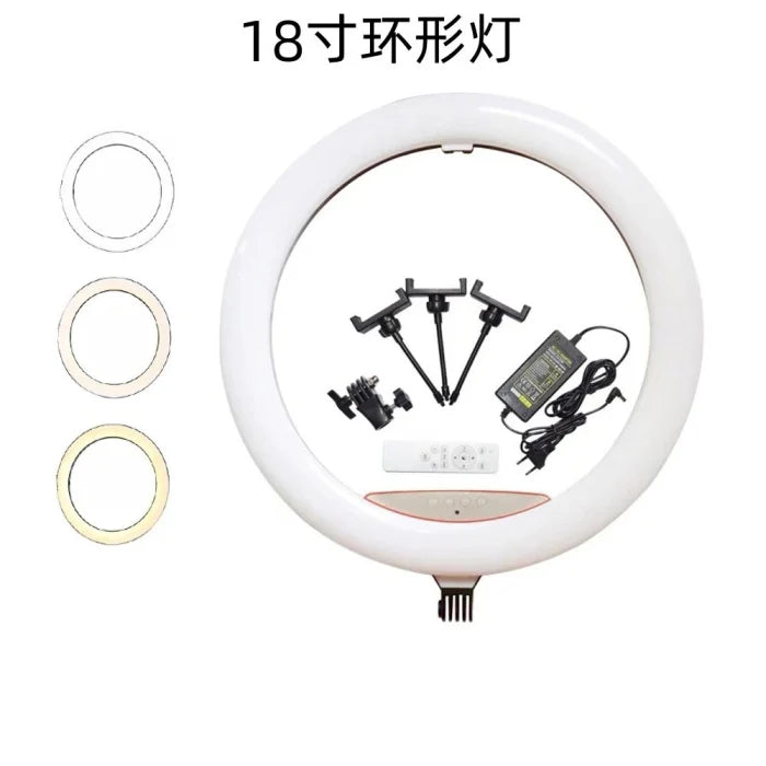 Ring Light Avec Trois Support Téléphones 3 Couleurs Et 10 Modes