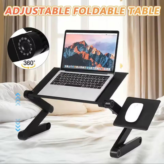 Support d’ordinateur portable réglable en aluminium avec ventilation et plateau souris