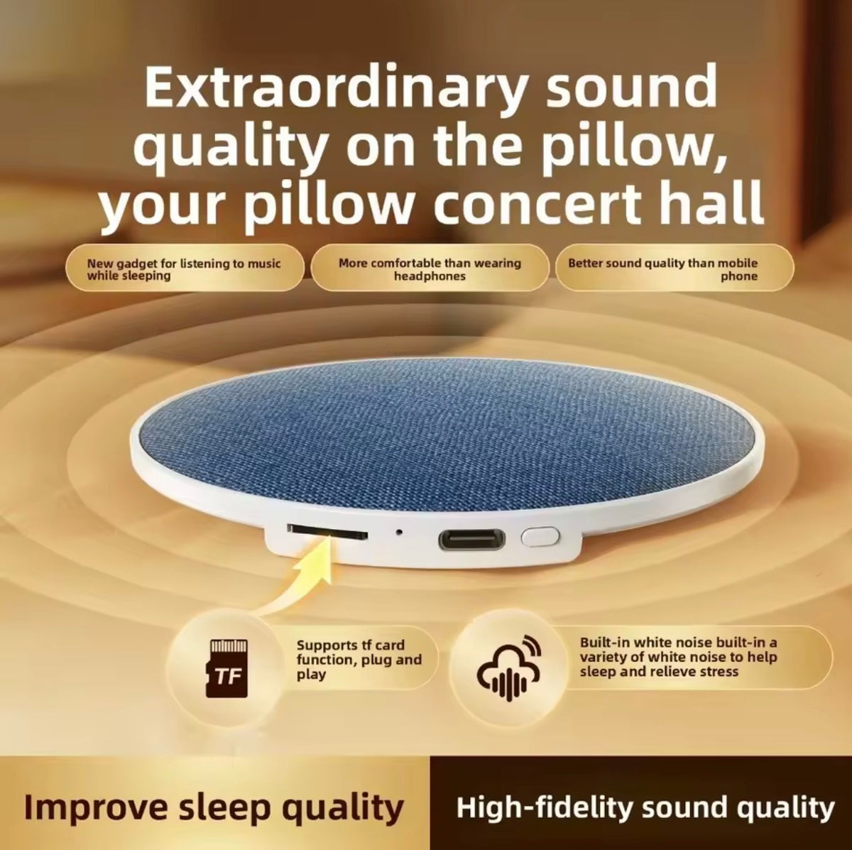Haut-Parleur Bluetooth Ultra-Fin à Glisser Sous l’Oreiller