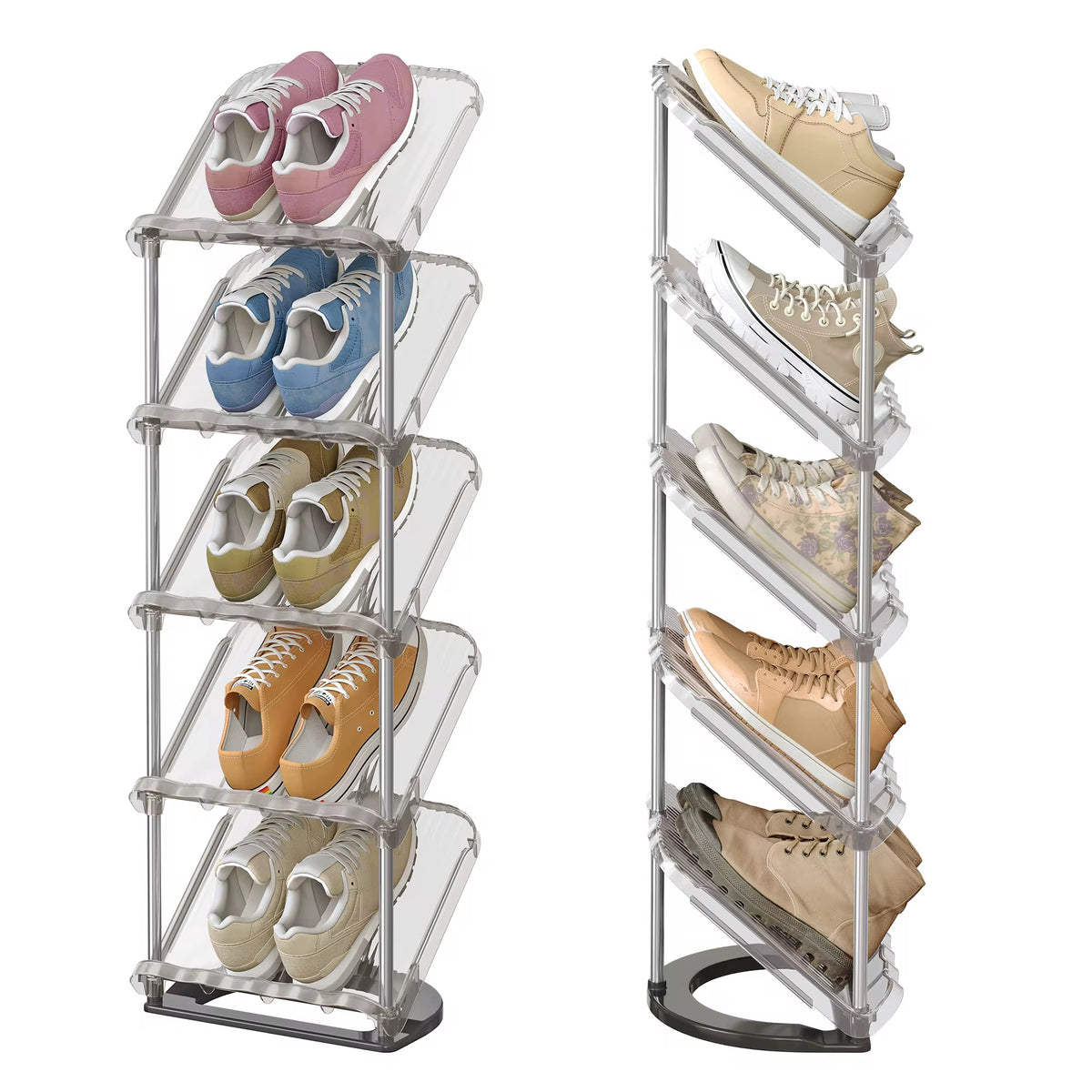Étagère à Chaussures Multiniveaux en Acier Inoxydable