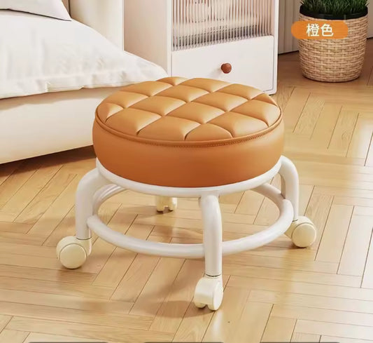Petit tabouret à roulettes universel, poulie domestique, dossier bas, solide et durable, portable, extérieur, mobile, petit banc