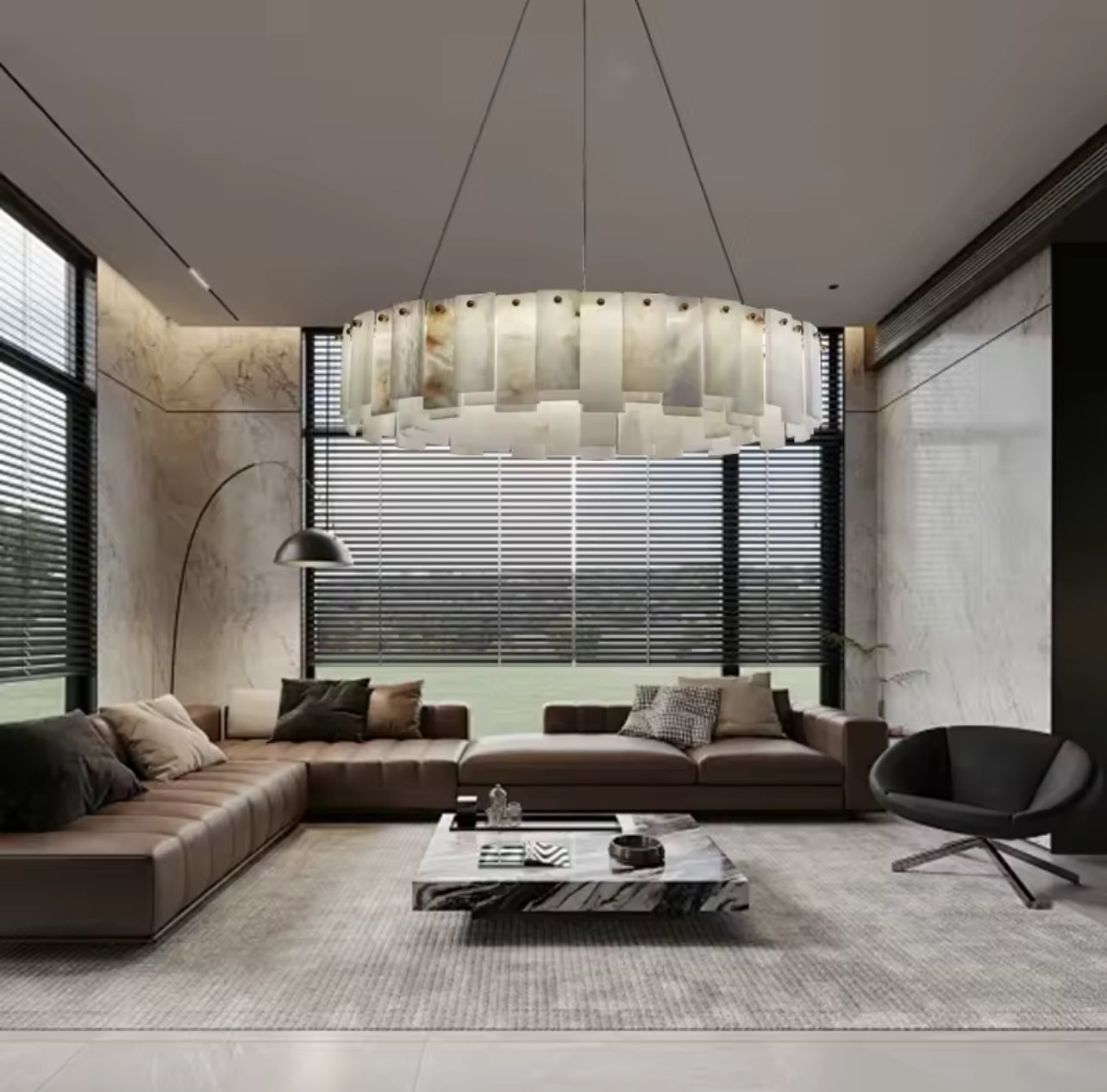Nordic Marble LED Pendant Lamp – Luxury Line Hanging Light for Home & Office