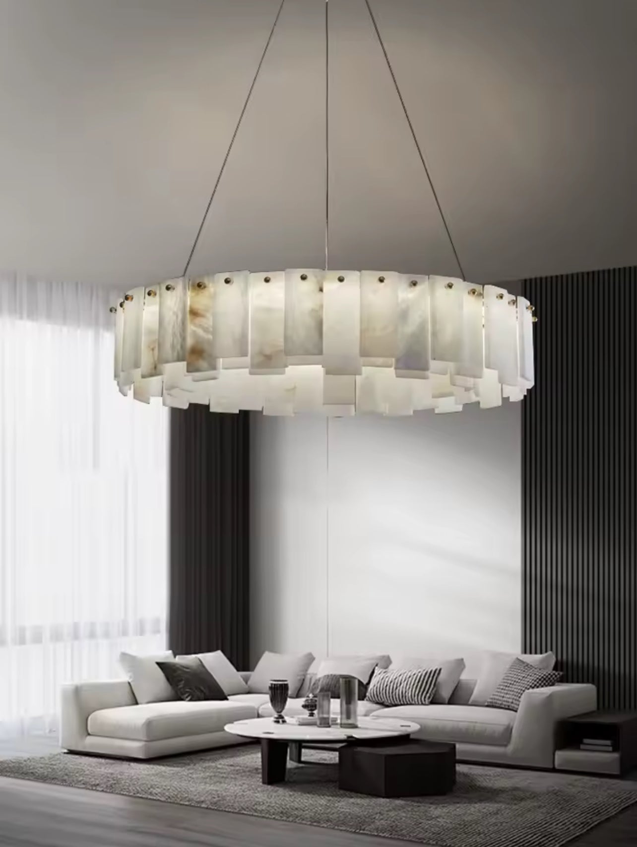 Nordic Marble LED Pendant Lamp – Luxury Line Hanging Light for Home & Office