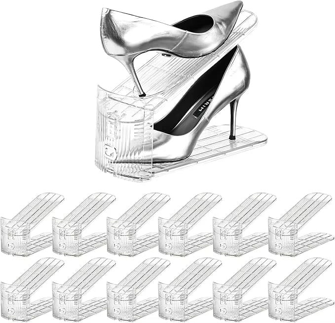 Lot de 4 Range-Chaussures Réglables à 2 Niveaux