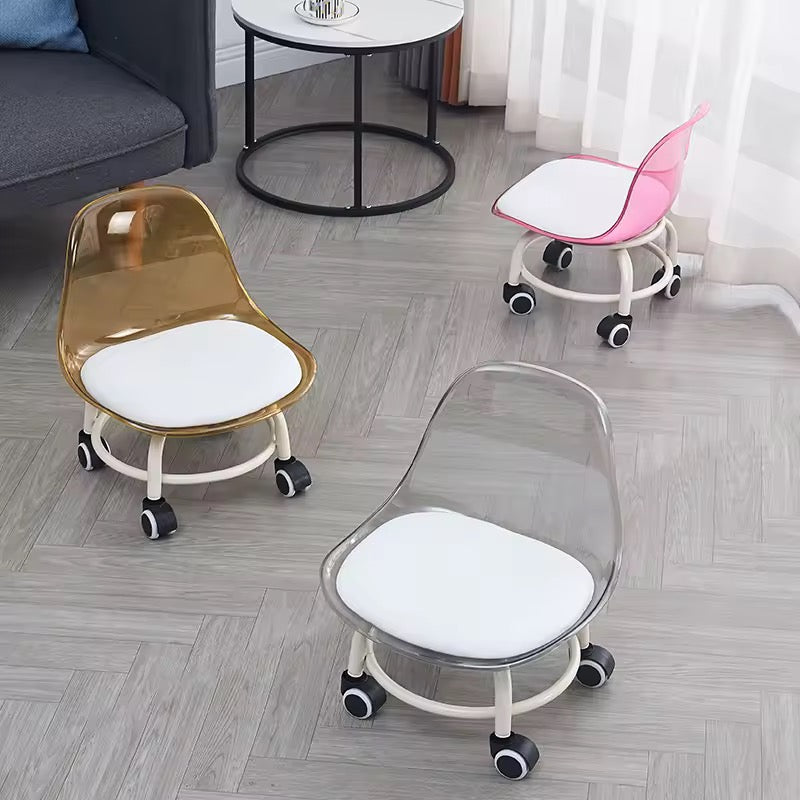 Petit tabouret à roulettes universel, poulie domestique, dossier bas, solide et durable, portable, extérieur, mobile, petit banc