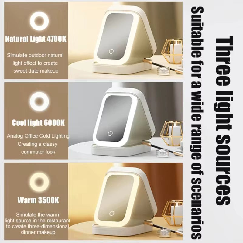 Miroir de maquillage à LED tricolore