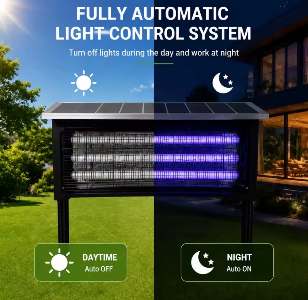 🦟 Lampe Anti-Moustiques Solaire 40W – Tueur d’Insectes Extérieur