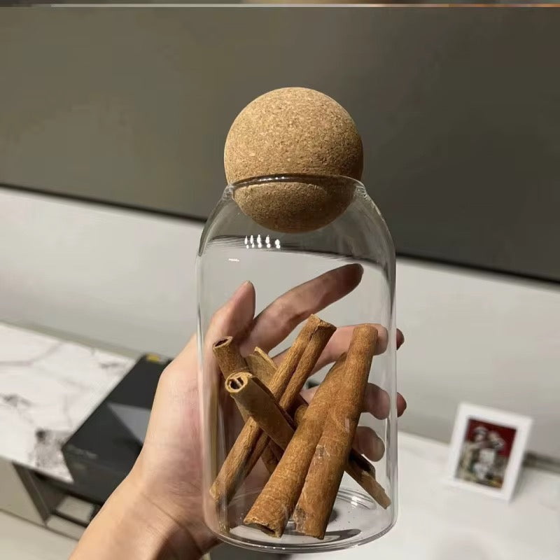 3 Bocal de Rangement en Verre Scellé Transparent Sans Plomb avec Couvercle en Liège, Bouteille de Thé, Sucre, Café, Épices, Conteneur, Boîtes de Conserve, Cuisine, kg