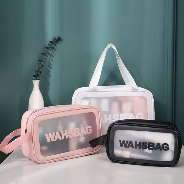 Trousse de toilette de voyage pour femmes et hommes – Ensemble de trousse de maquillage translucide, imperméable, portable et mignonne