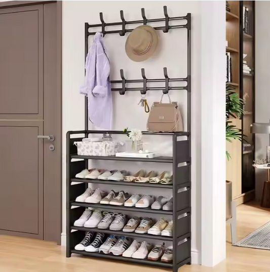 Étagère à chaussures multicouche, rangement de vêtements, Simple, porte-chaussures et chapeaux au sol, organisateur multifonctionnel, étagère à chaussures de ménage